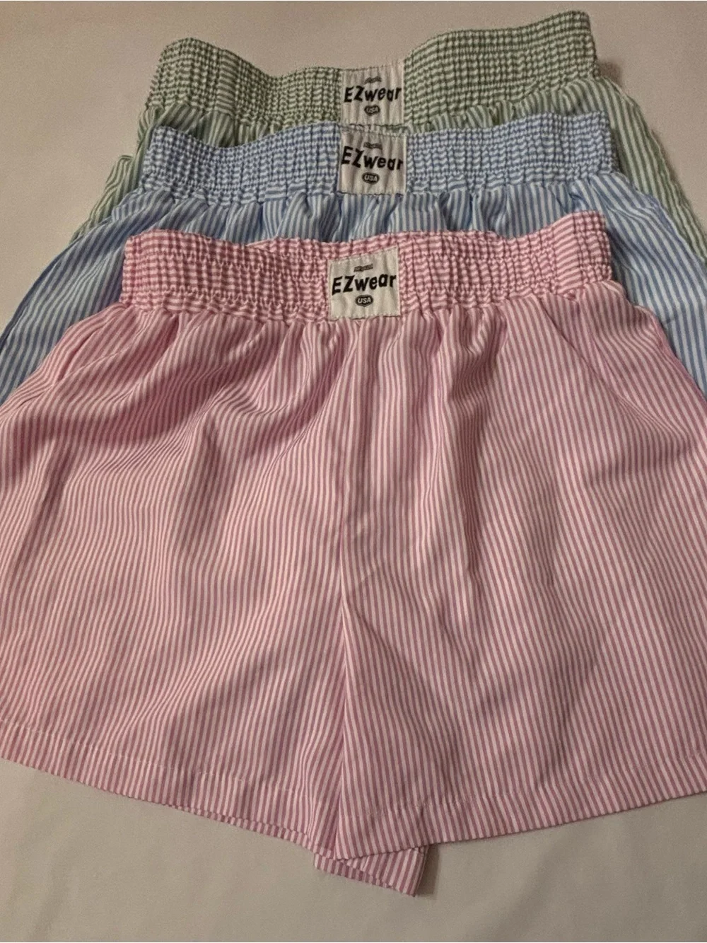 SHEIN Striped Pull-On Shorts - Pink, Blue & Green Sz S